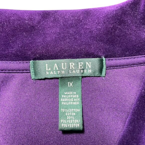 LAUREN RALPH LAUREN LRL Women Tracksuit Jacket Size 1X Velvet Velour Zip Purple - Picture 3 of 16